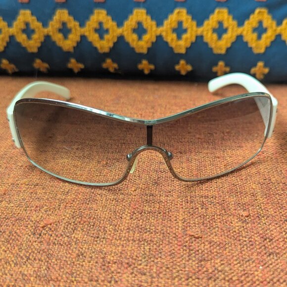 Vintage Prada Sheild Sunglasses Y2K Sport SPS 52E 4AO-5D1 125 White Frame Grey - Picture 3 of 10